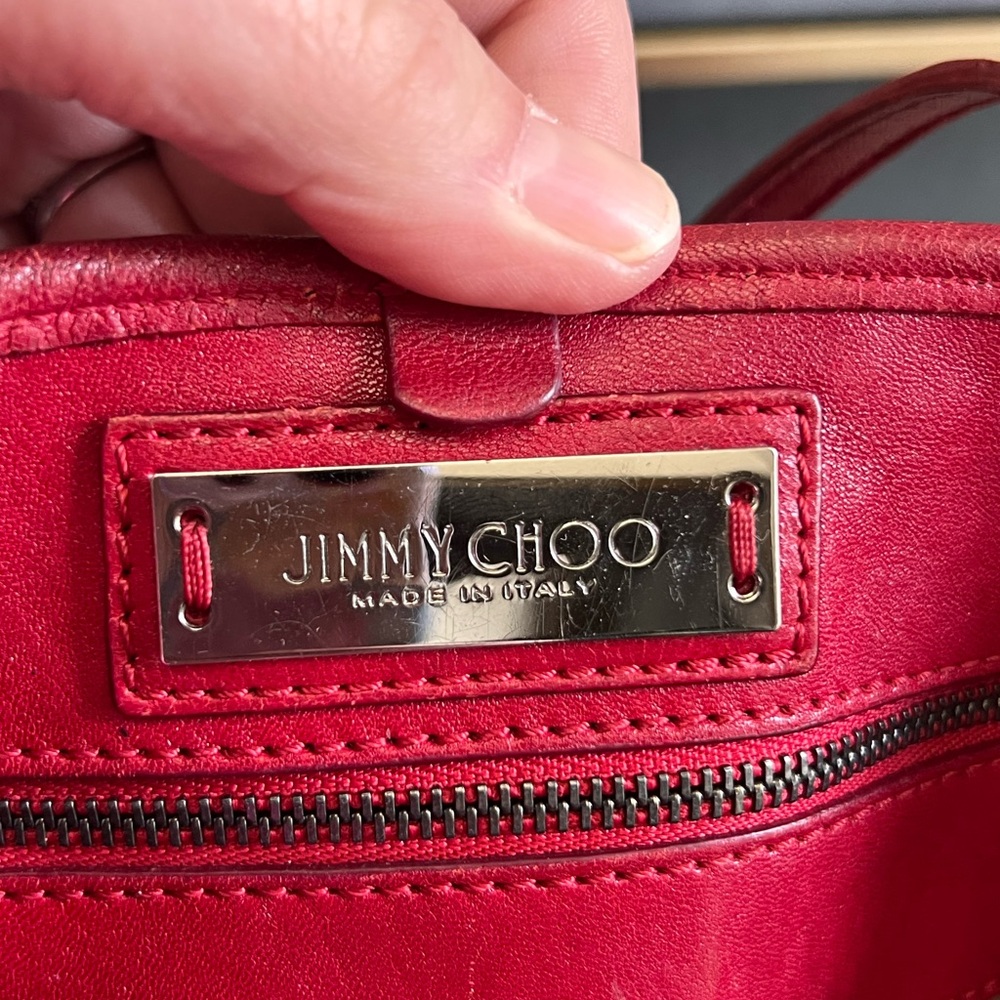 Jimmy Choo Small Sofia Red Leather Star Studded Handbag - EXCELLENT CONDITION - Picture 9 of 16